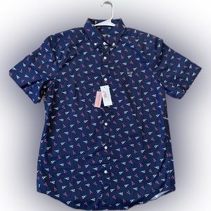 Vineyard Vines Whale Shirt Lobster Men Whale Shirt Size M NWT Blue Short Sleeve
